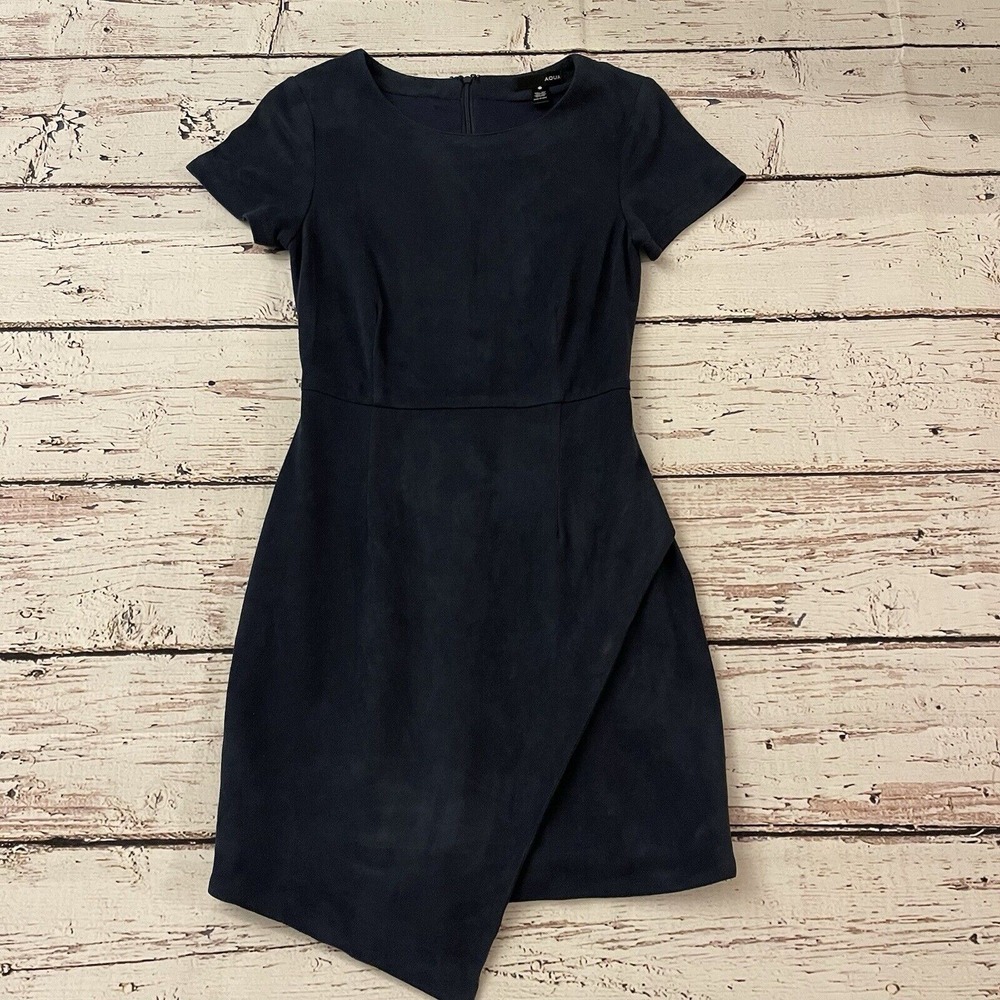 Aqua Suedeโ Like Asymmetric Casual Blue Dress Size XS Womens